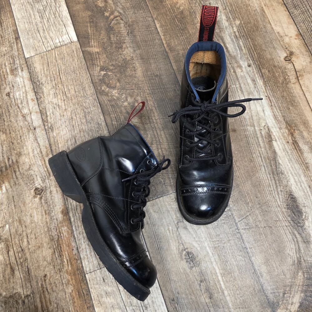 Vintage NaNa Industrial Boots Black Leather Lace Up Punk Goth Mens Size 8